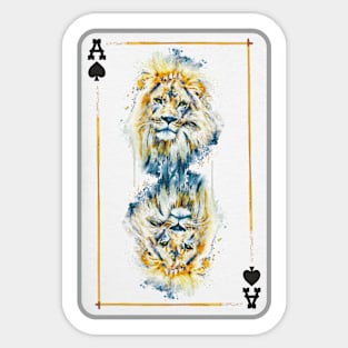 Lion Head Ace of Spades Playing Card Sticker